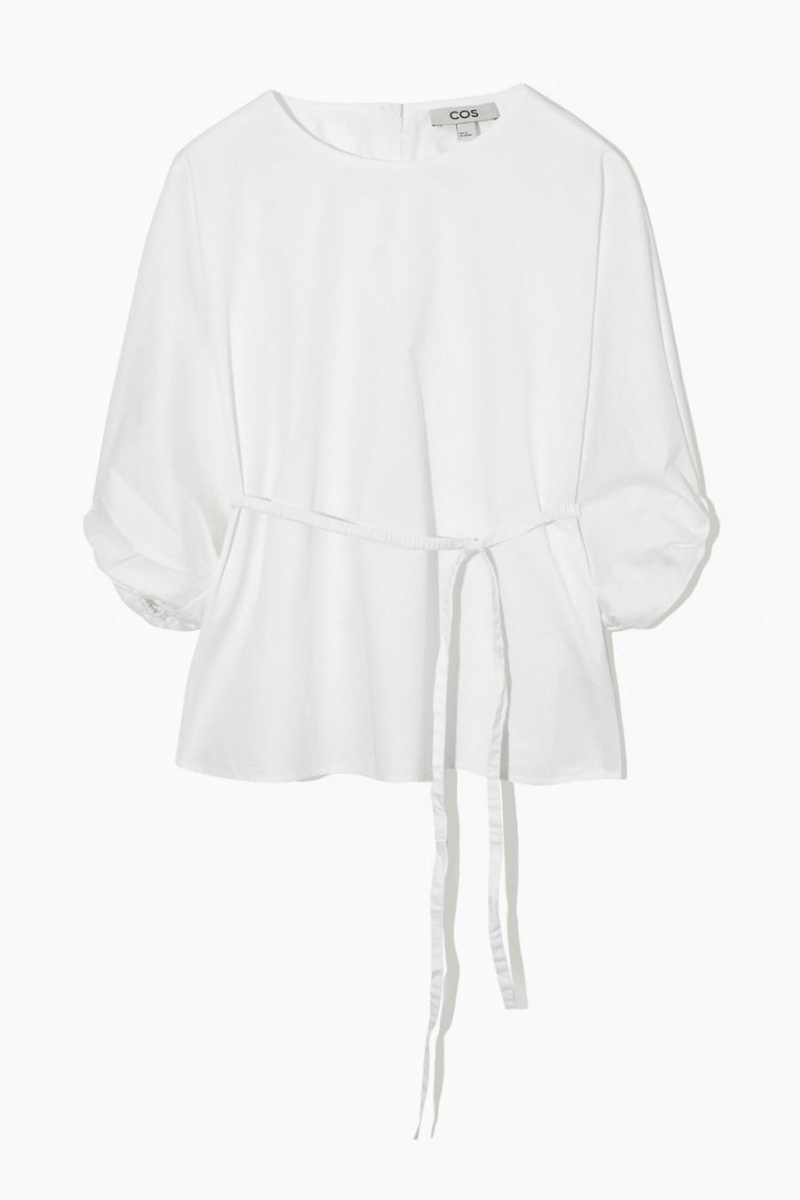 Blusa COS Belted Puff-sleeve Mujer Blancos | 64178XSMK