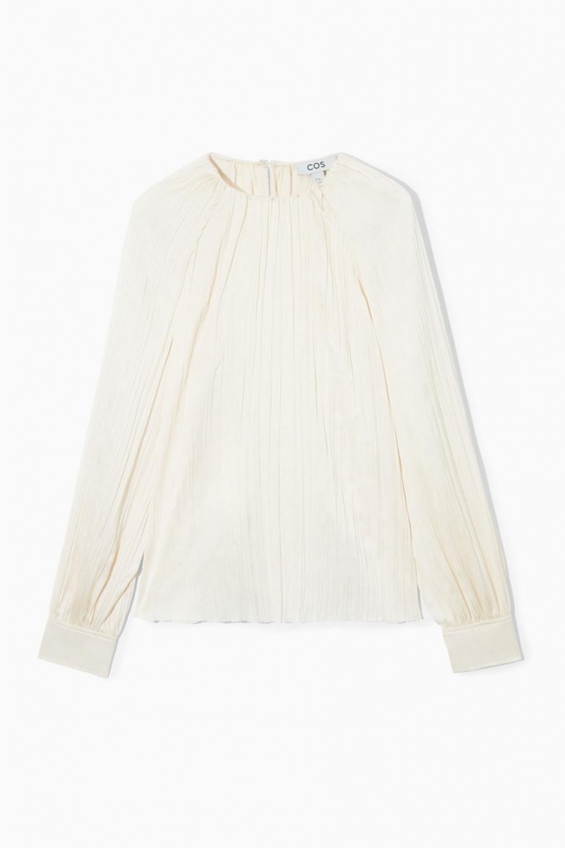 Blusa COS Plissé Long-sleeved Mujer Blancos | 86017CBIS