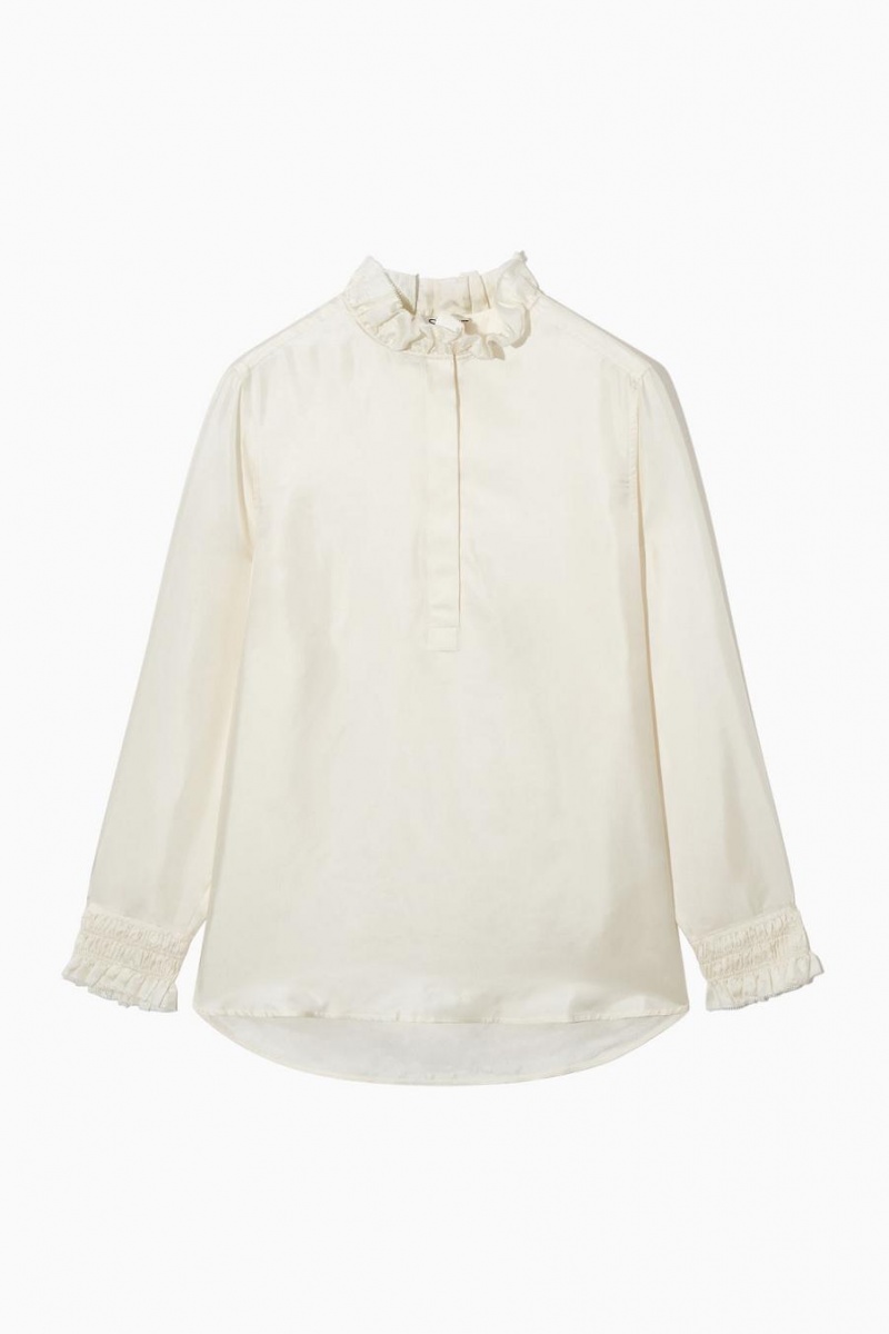 Blusa COS Ruffled Mulberry Silk Mujer Blancos | 89023USYA