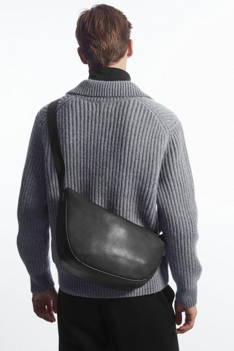 Bolso COS Crescent - Cuero Hombre Negros | 87569JKEO