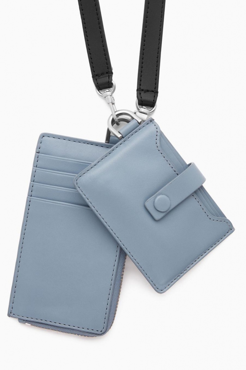 Bolso COS Cuero Lanyard Cardholder Hombre Azules Claro | 64238ZSXU