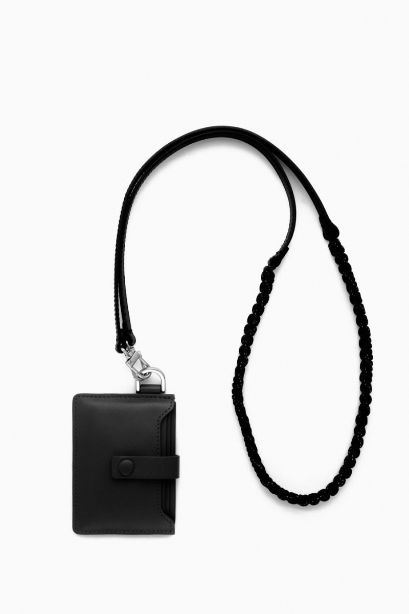 Bolso COS Cuero Lanyard Cardholder Hombre Negros | 03842VXGO