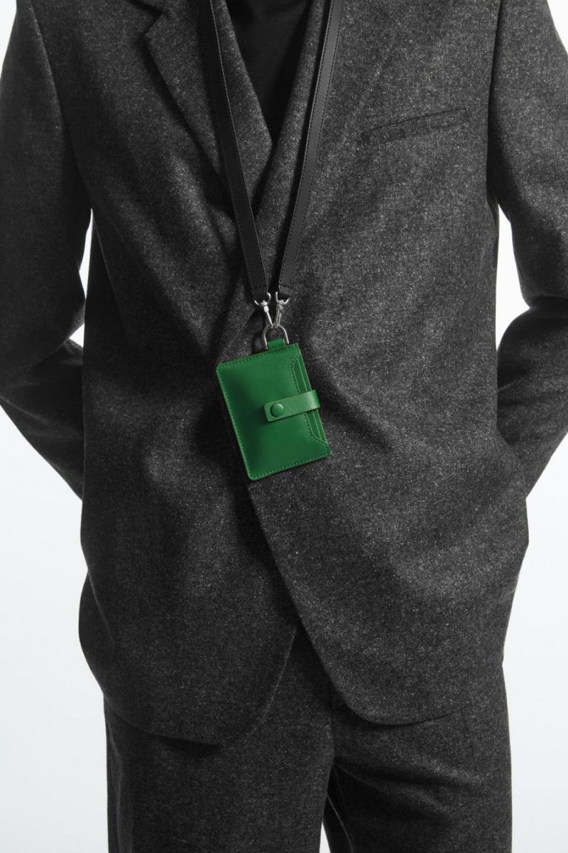 Bolso COS Cuero Lanyard Cardholder Hombre Verdes | 69045QUOB