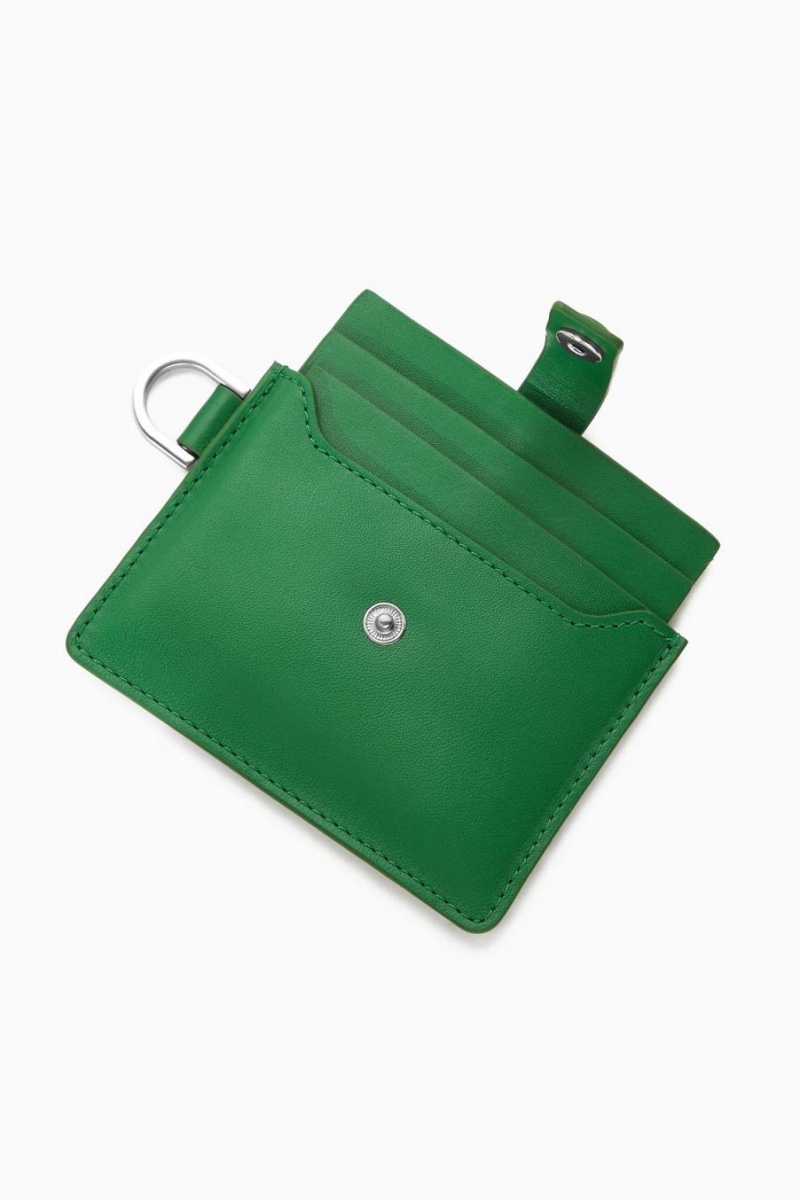 Bolso COS Cuero Lanyard Cardholder Hombre Verdes | 69045QUOB