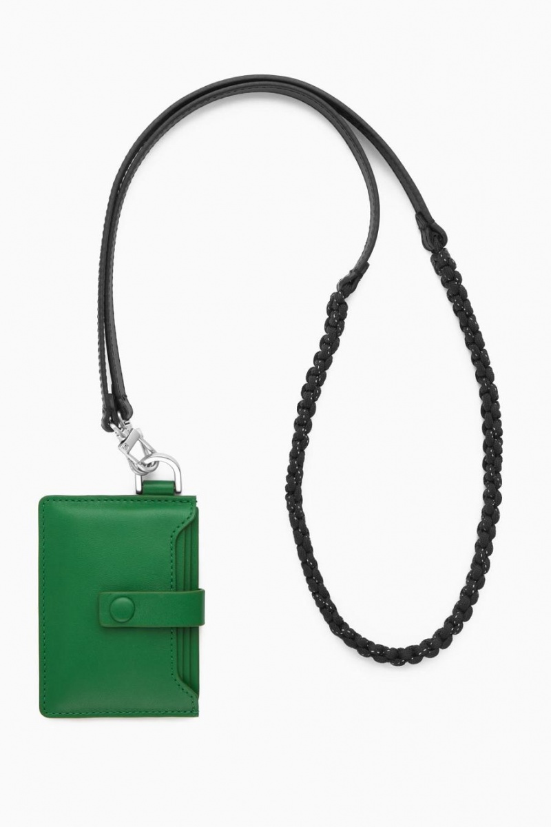 Bolso COS Cuero Lanyard Cardholder Hombre Verdes | 69045QUOB