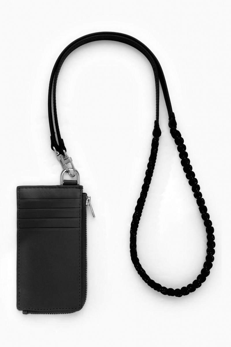 Bolso COS Cuero Zipped Cardholder Hombre Negros | 17806GIAH