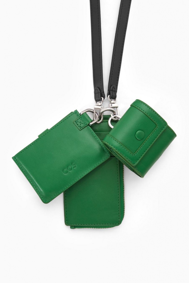 Bolso COS Cuero Zipped Cardholder Hombre Verdes | 53182RGPU