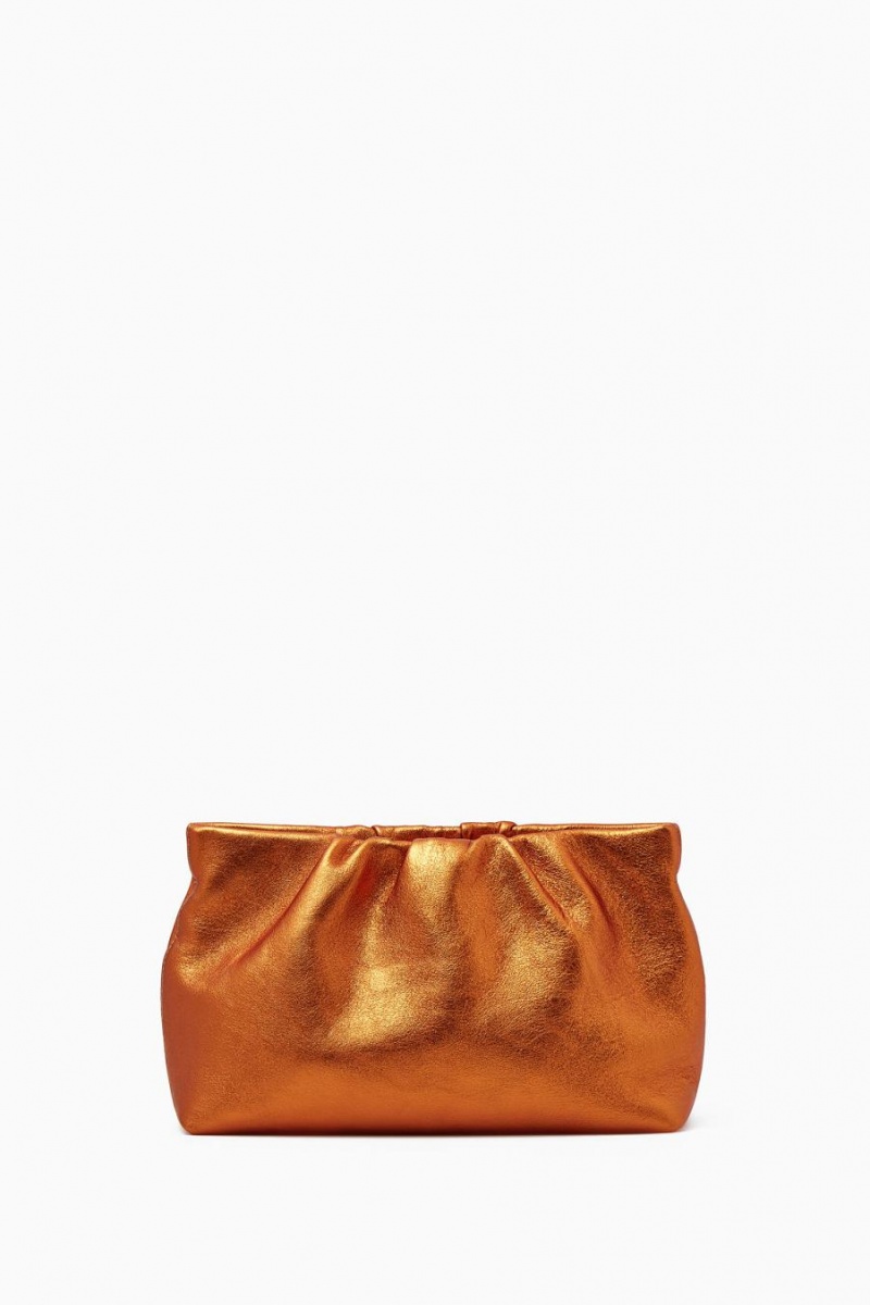 Bolso COS Gathered Clutch - Cuero Mujer Metal Naranjas | 68974HUIM