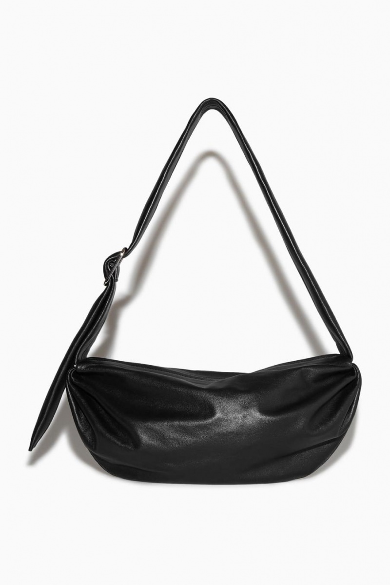 Bolso COS Gathered Cuero Mujer Negros | 94718KAJO