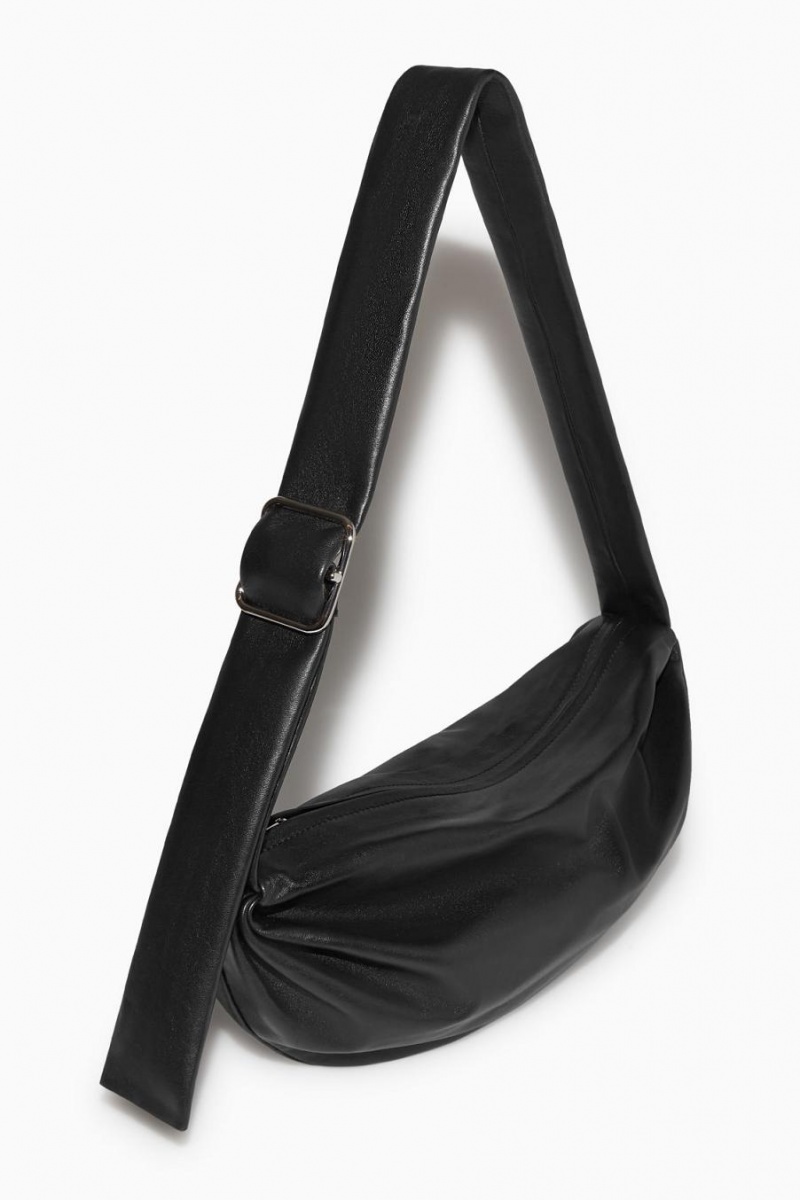 Bolso COS Gathered Cuero Mujer Negros | 94718KAJO