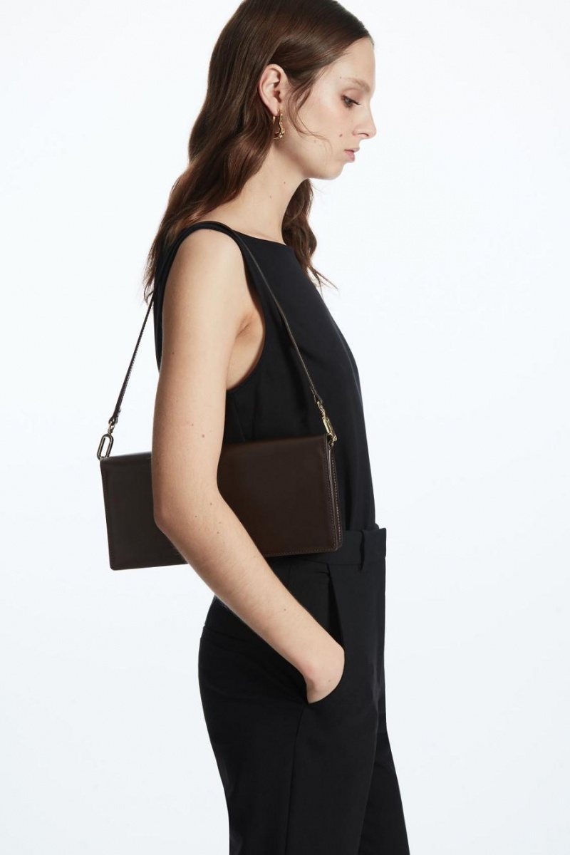 Bolso COS Minimal Shoulder - Cuero Mujer Marrom Oscuro | 60573KZJL