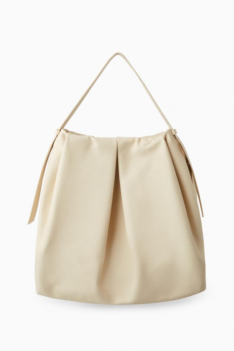 Bolso COS Oversized Plisado Shoulder - Cuero Mujer Creme | 31846SHAN