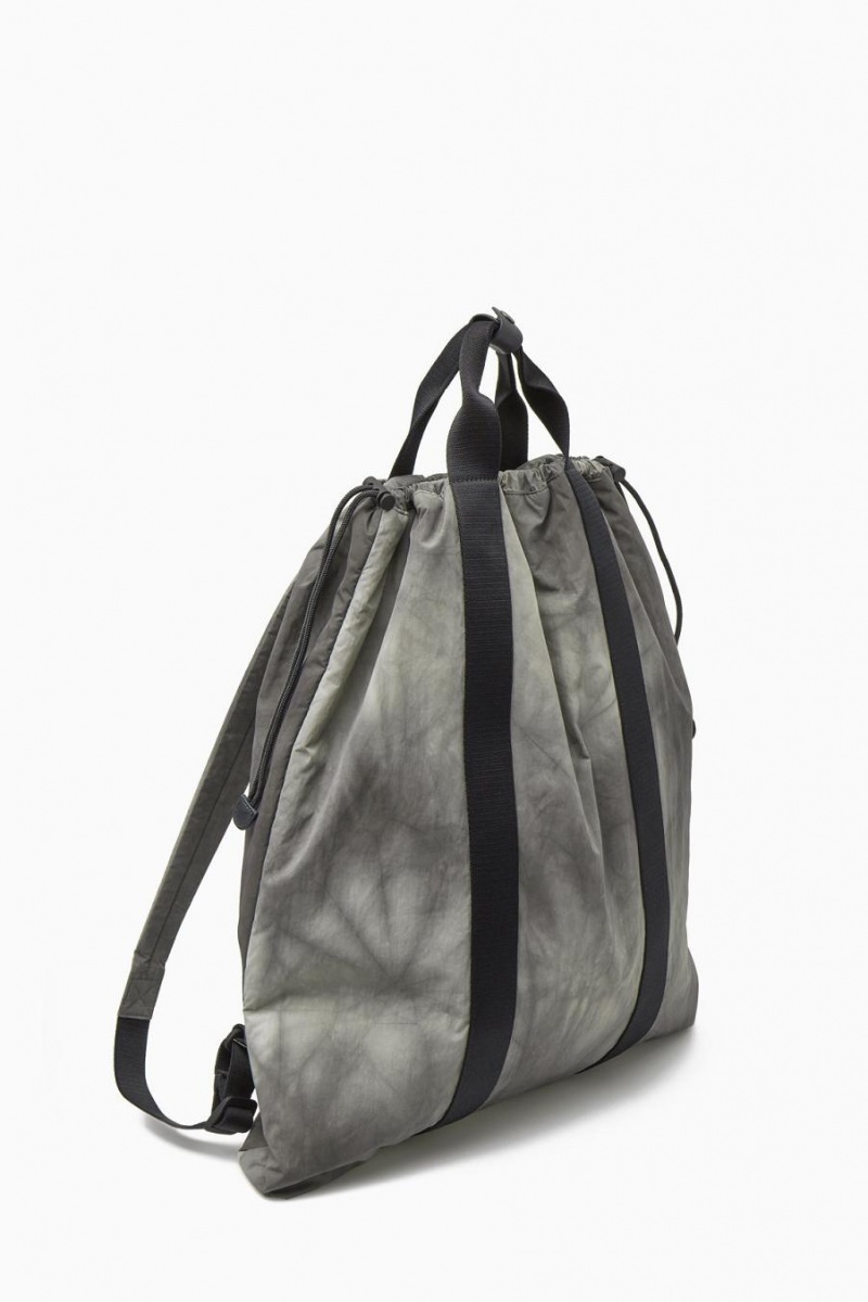 Bolso COS Tie-dye Print Drawstring - Nylon Hombre Grises | 04139YHUV