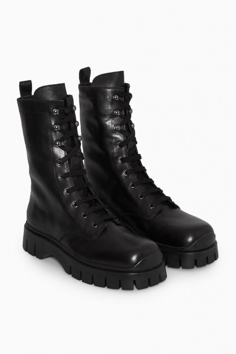 Botas COS Fornido Encaje-up Mujer Negros | 73890CZIP