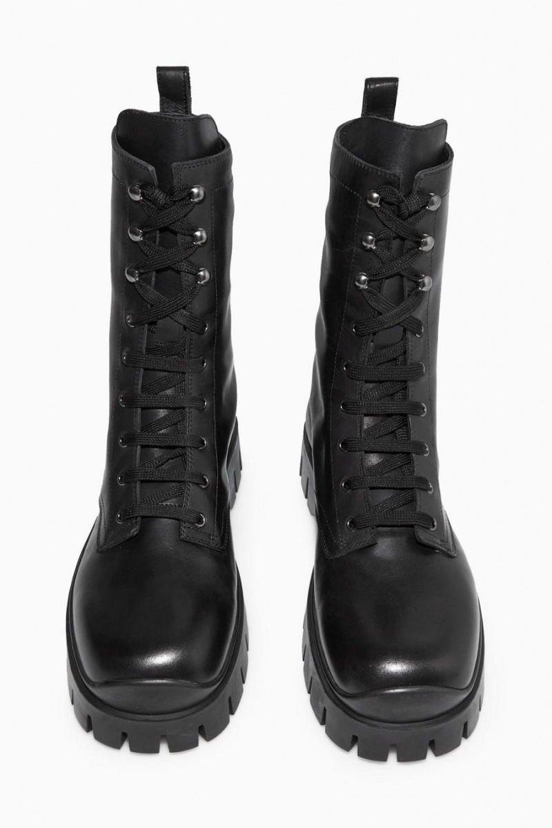 Botas COS Fornido Encaje-up Mujer Negros | 73890CZIP