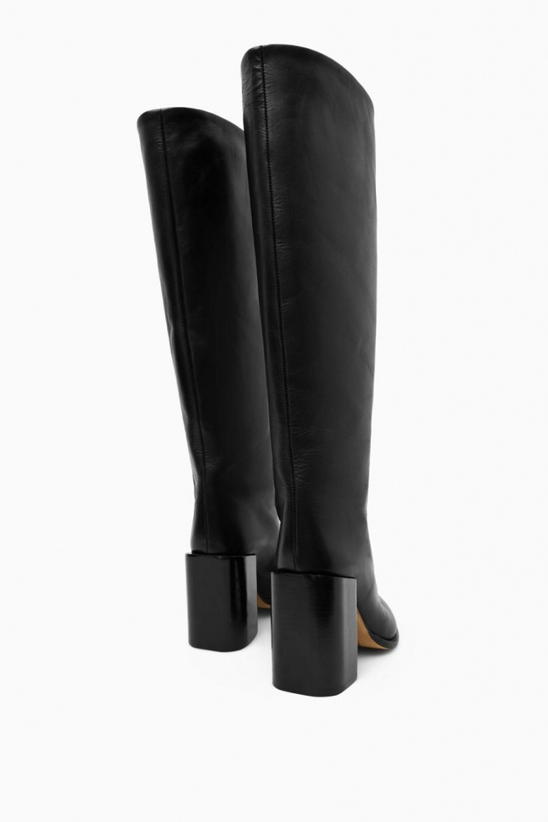 Botas COS Knee-high Pointed Cuero Mujer Negros | 72518RNGL