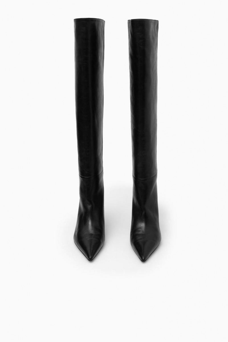 Botas COS Pointed-toe Cuero Knee-high Mujer Negros | 28630BCQH