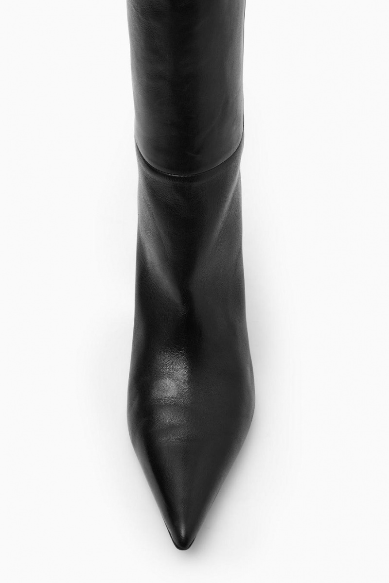 Botas COS Pointed-toe Cuero Knee-high Mujer Negros | 28630BCQH