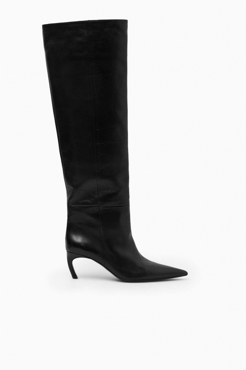 Botas COS Pointed-toe Cuero Knee-high Mujer Negros | 28630BCQH