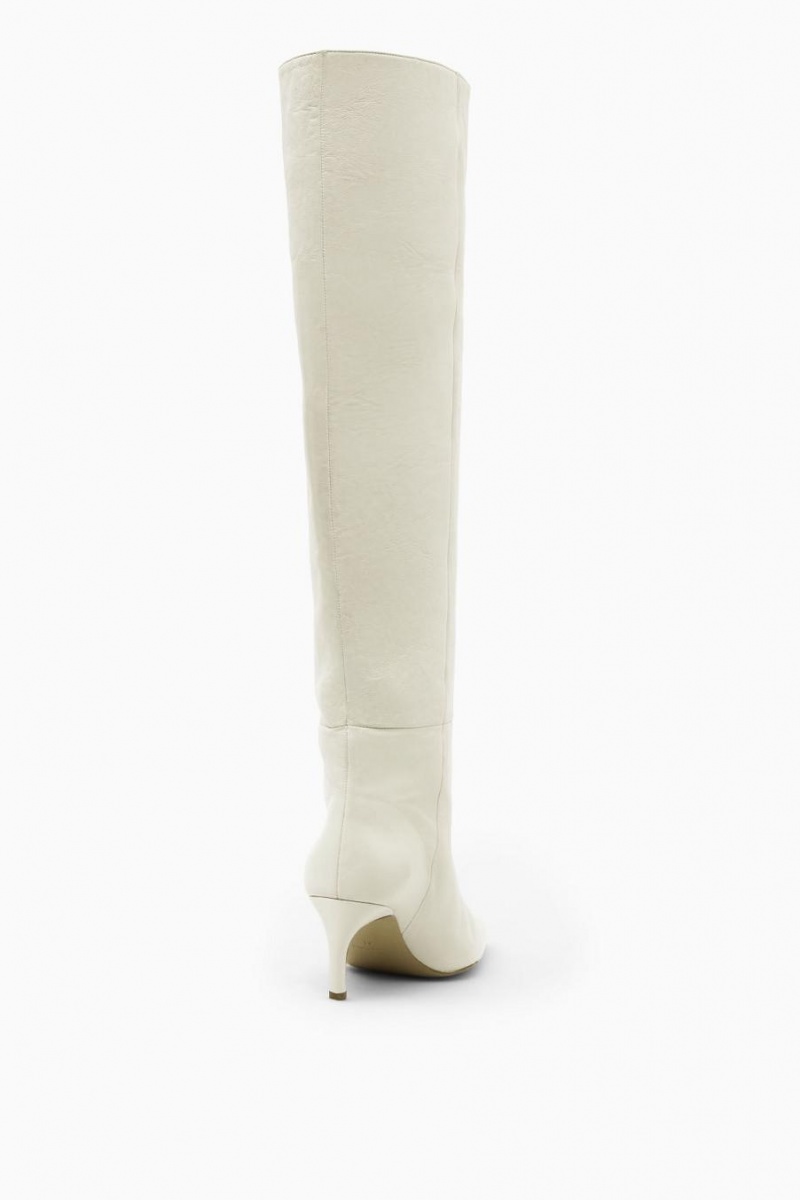 Botas COS Pointed-toe Cuero Knee-high Mujer Blancos | 92634FYED