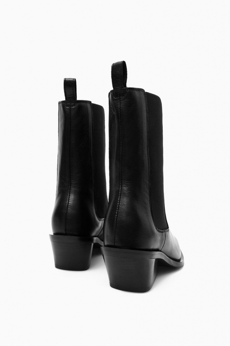 Botas Chelsea COS Cuero Cowboy Mujer Negros | 42870IGMX