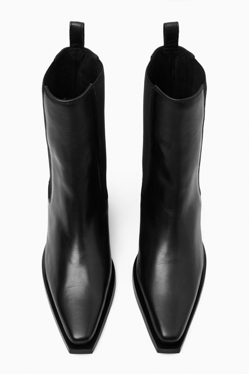 Botas Chelsea COS Cuero Cowboy Mujer Negros | 42870IGMX