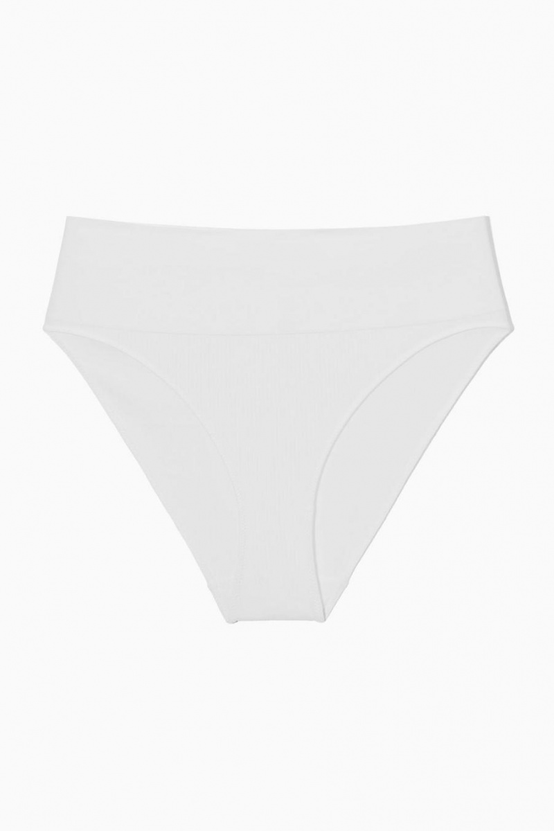 Bragas COS Seamless Acanalado High-waisted Mujer Blancos | 24637RQOV