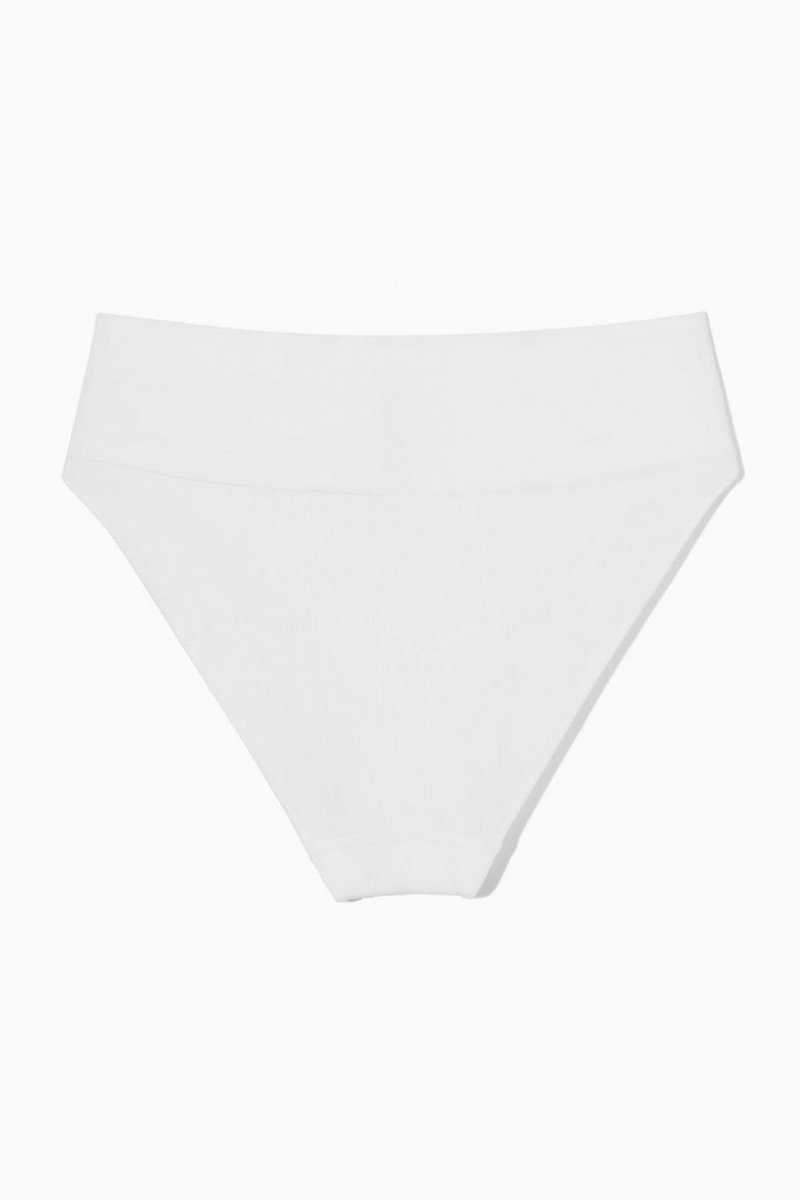 Bragas COS Seamless Acanalado High-waisted Mujer Blancos | 24637RQOV