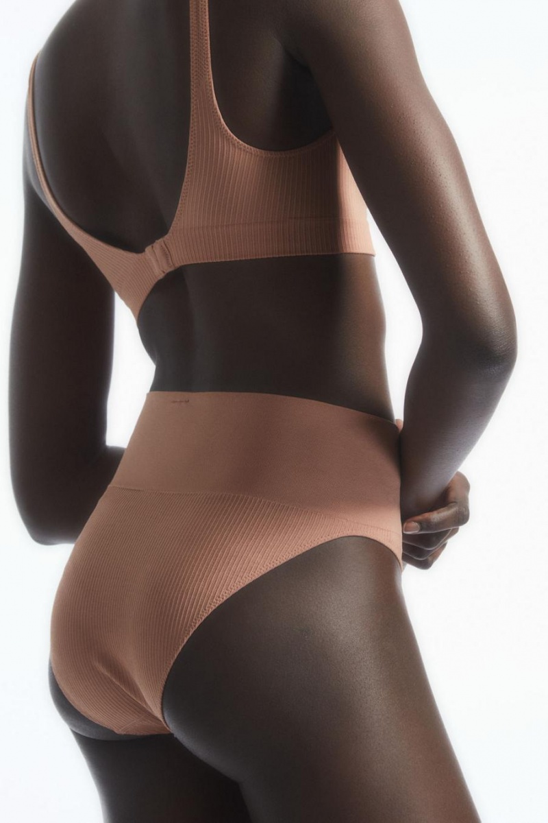 Bragas COS Seamless Acanalado High-waisted Mujer Beige Oscuro | 31067OCJM