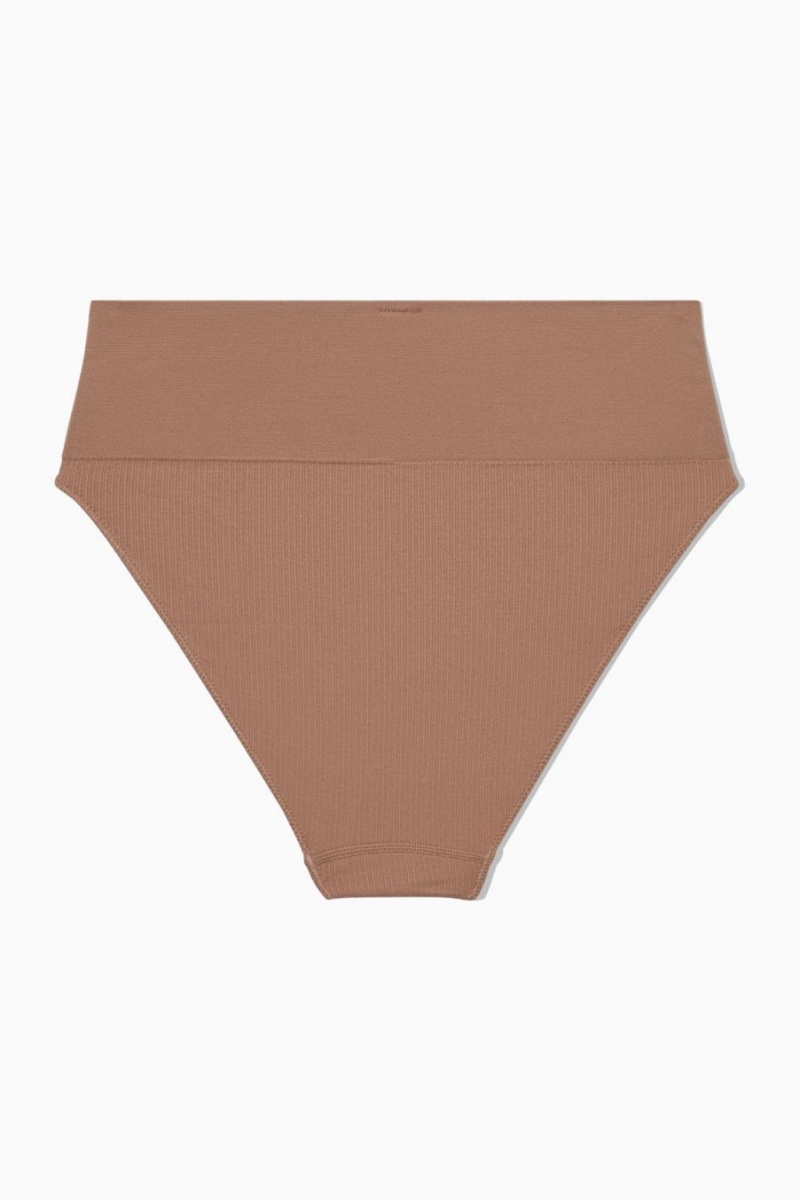 Bragas COS Seamless Acanalado High-waisted Mujer Beige Oscuro | 31067OCJM