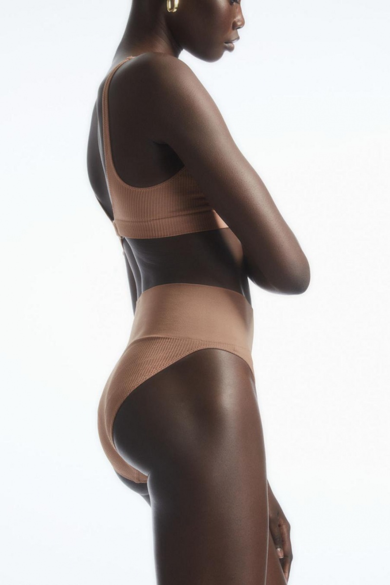 Bragas COS Seamless Acanalado High-waisted Mujer Beige Oscuro | 31067OCJM