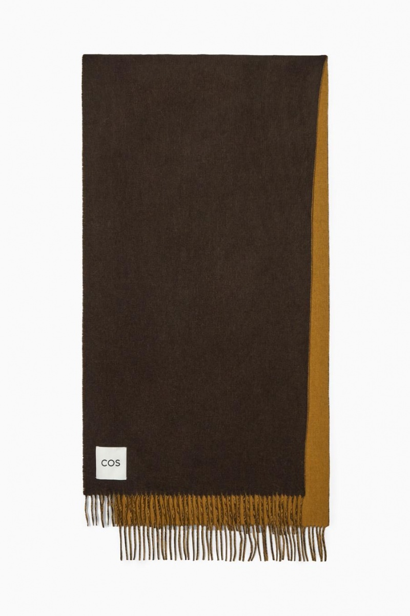 Bufanda COS Lana And Cashmere-blend Fringed Hombre Marrom Oscuro | 10978YECJ