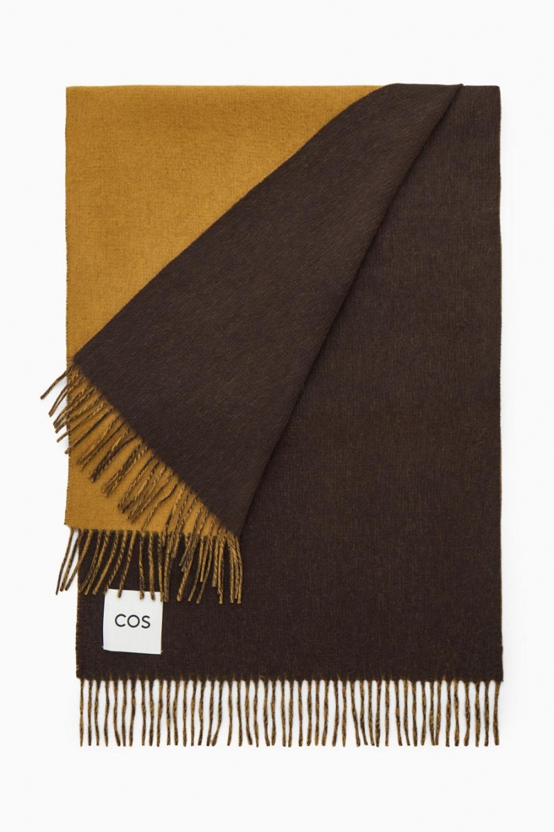 Bufanda COS Lana And Cashmere-blend Fringed Hombre Marrom Oscuro | 10978YECJ