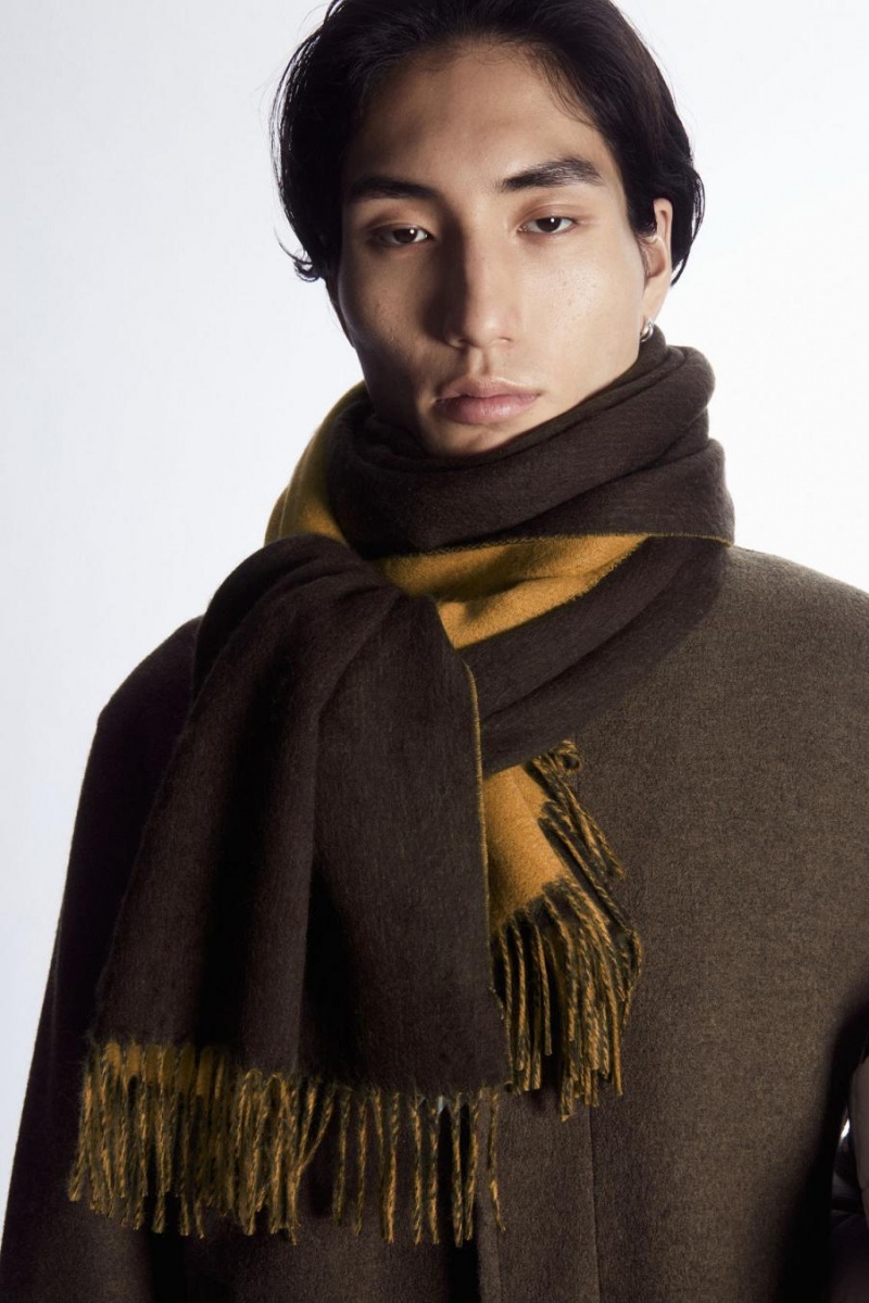 Bufanda COS Lana And Cashmere-blend Fringed Hombre Marrom Oscuro | 10978YECJ