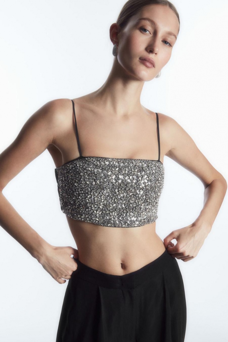 Bustier COS Crystal-embellished Mujer Negros | 64792AJBQ