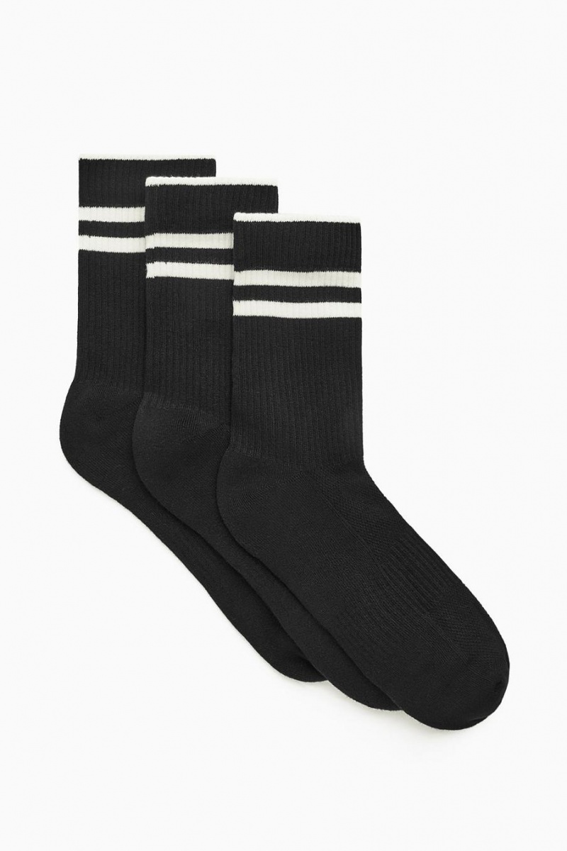 Calcetines COS 3-pack Acanalado Sports Hombre Negros | 58197QVDI