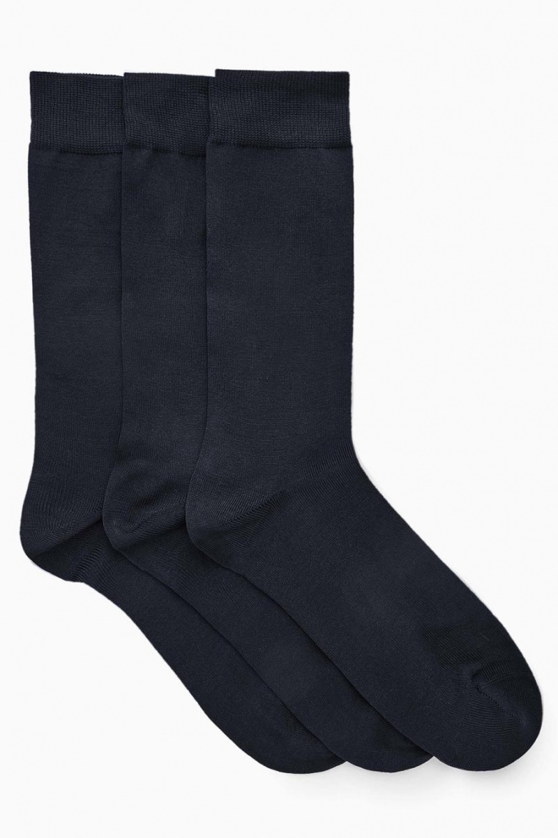 Calcetines COS 3-pack Mercerised Algodon Hombre Azul Marino | 57126OBUG