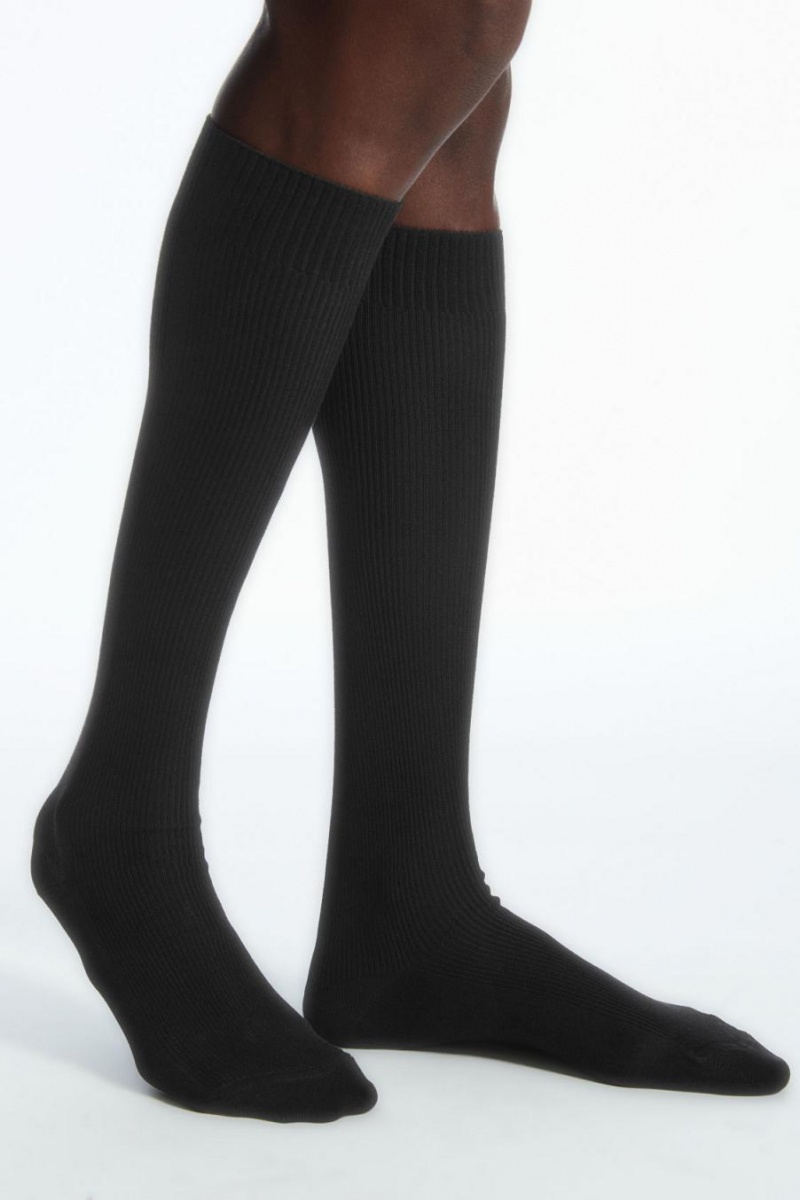 Calcetines COS Acanalado Knee-high Mujer Negros | 10439TSUY