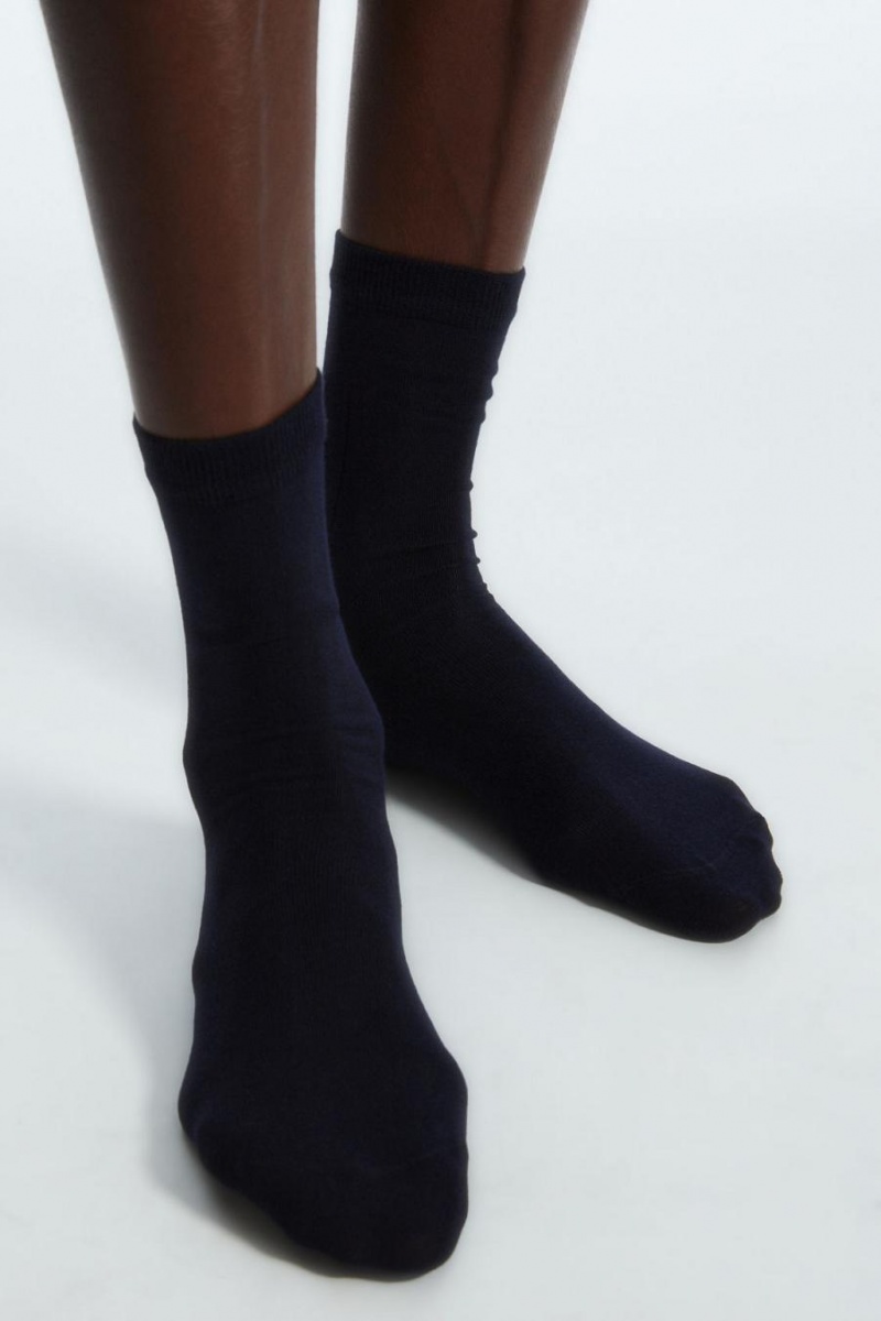 Calcetines COS Silk-blend Mujer Azul Marino | 57168BIUT