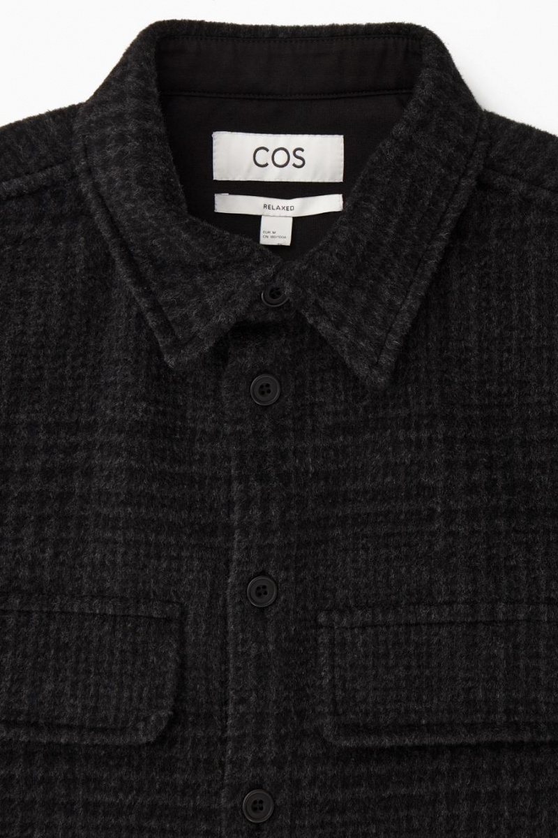 Camisa COS Checked Recycled Lana Hombre Grises Oscuro | 07932GSZH