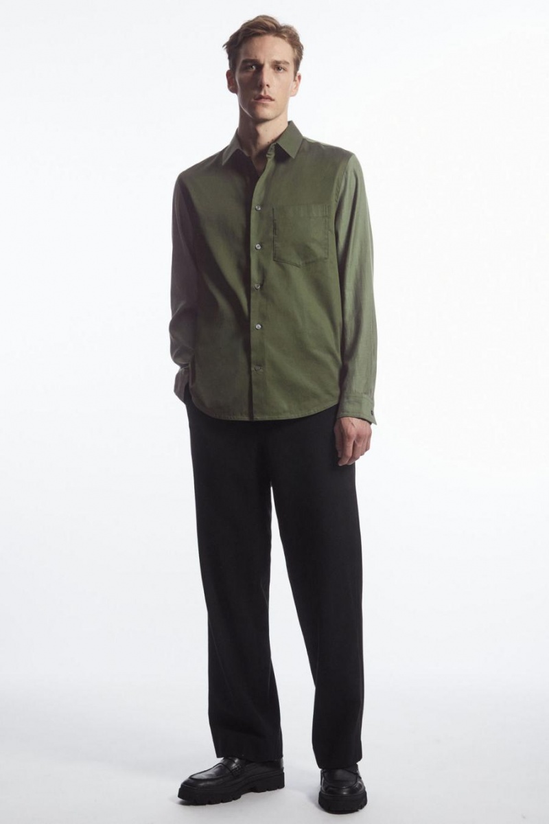 Camisa COS Colour-block Tailored - Relaxed Hombre Kaki Verdes | 70284JLRW