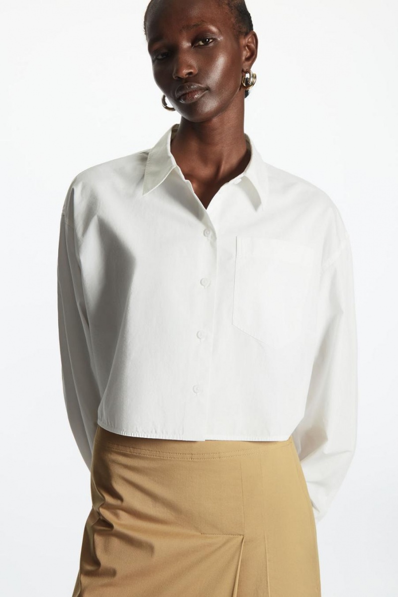 Camisa COS Cropped Poplin Mujer Blancos | 26170CGAU