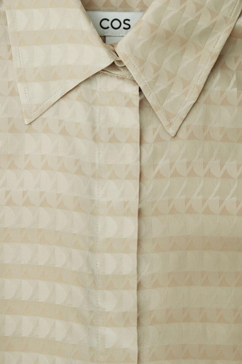 Camisa COS Geometric-jacquard Satin Mujer Beige Claro | 86920FQRX