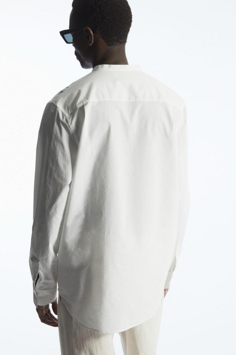 Camisa COS Grandad-collar Half-placket Hombre Blancos | 08739SPVK