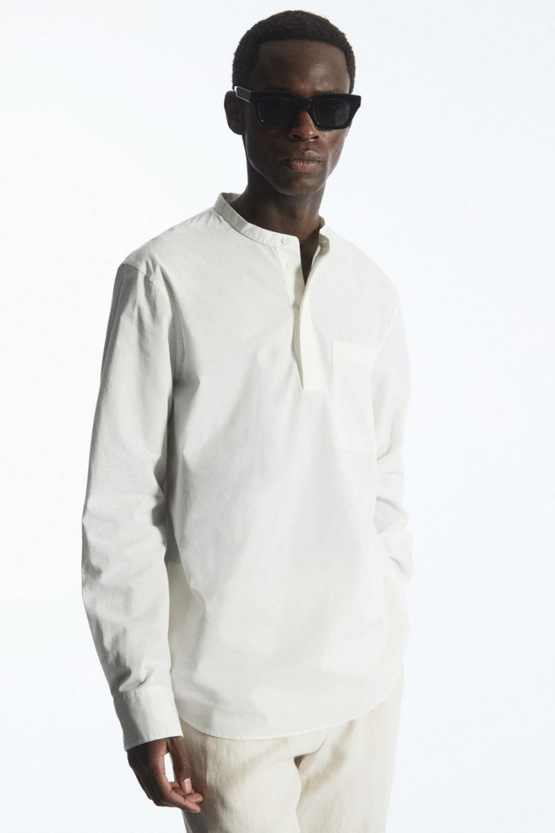 Camisa COS Grandad-collar Half-placket Hombre Blancos | 08739SPVK