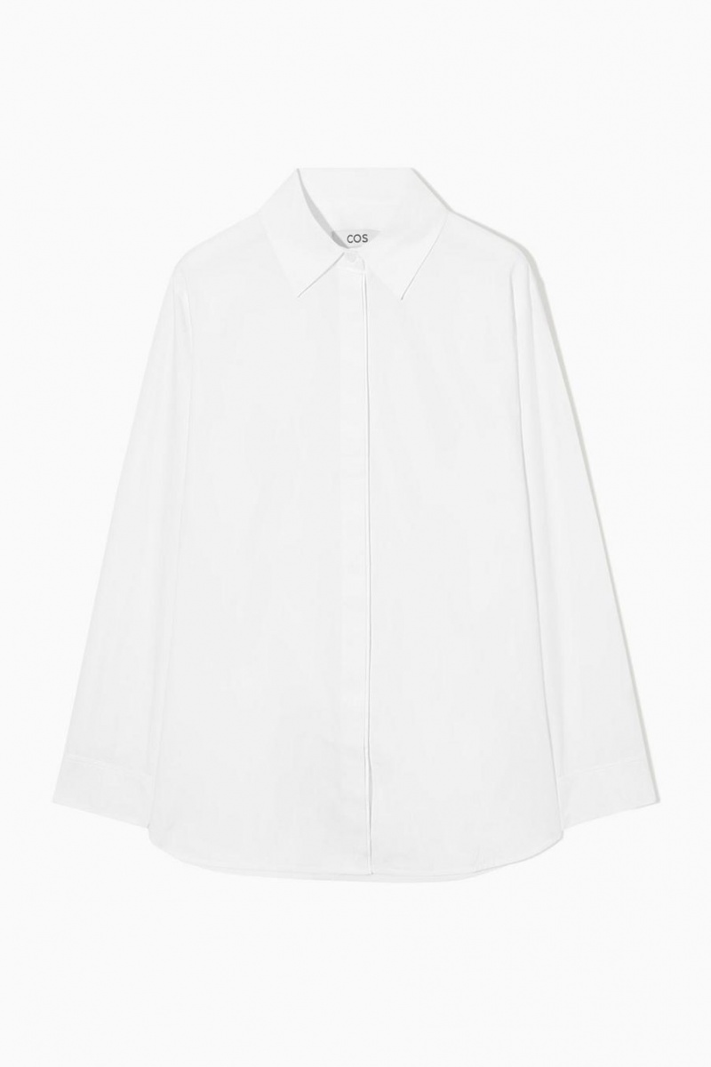 Camisa COS Minimal Concealed-placket Mujer Blancos | 21396SOPD