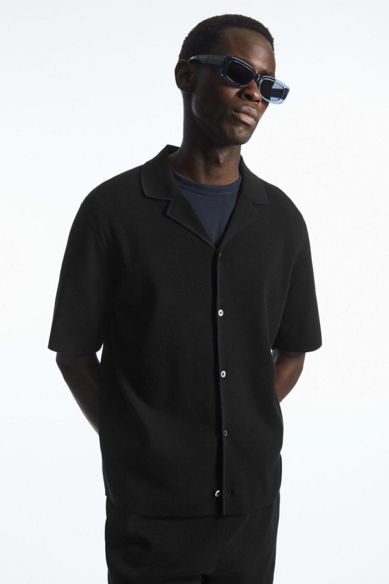 Camisa COS Minimal De Punto Hombre Negros | 13457RKDV