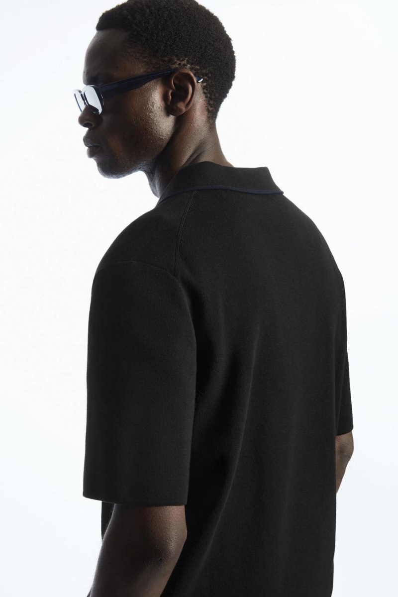 Camisa COS Minimal De Punto Hombre Negros | 13457RKDV