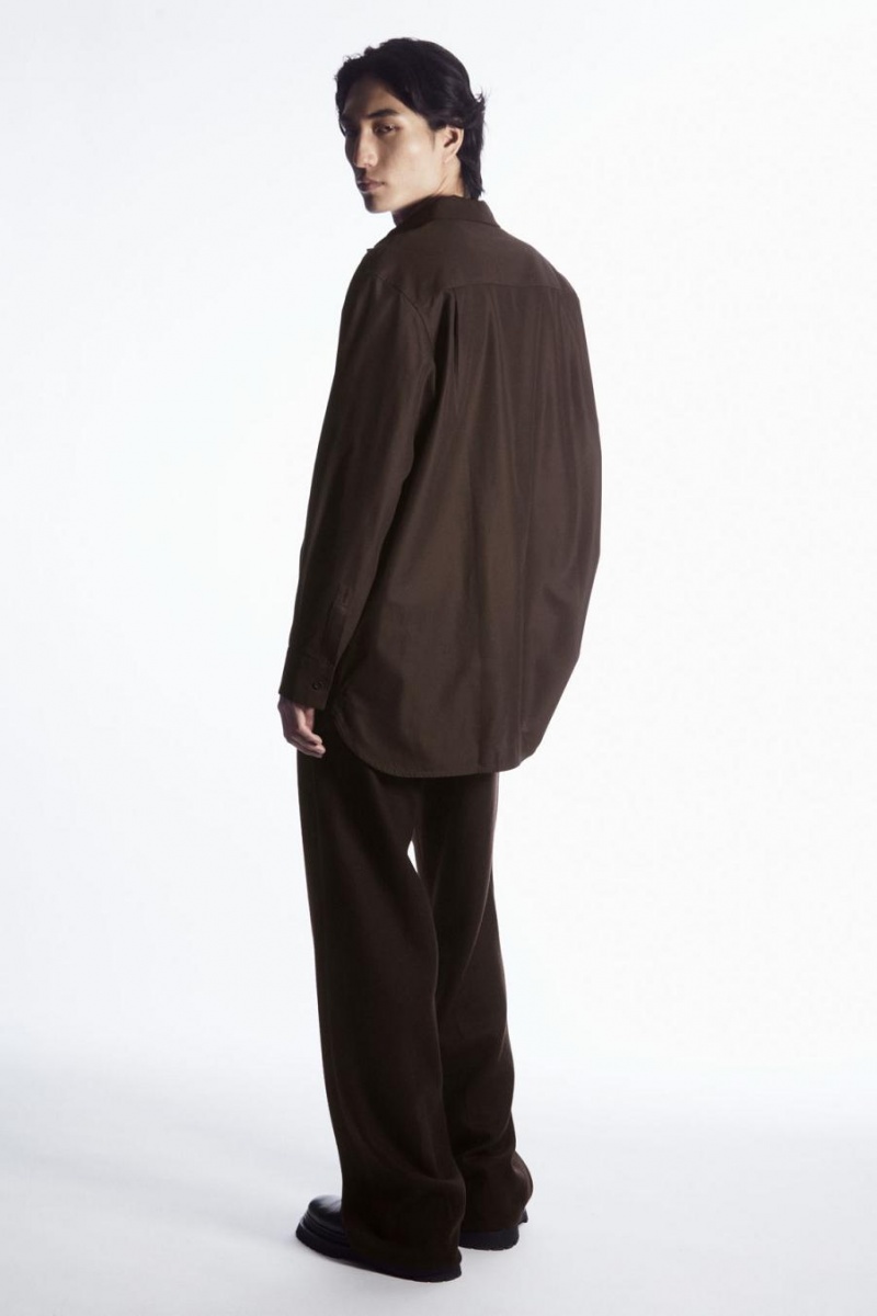 Camisa COS Oversized Algodon-twill Hombre Marrom Oscuro | 05439QGOH