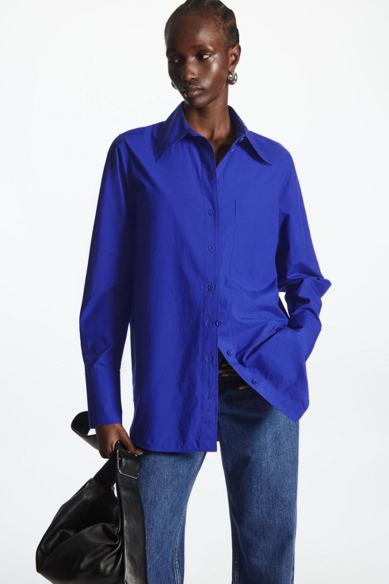 Camisa COS Oversized Tailored Mujer Azules Claro | 27538XGQO